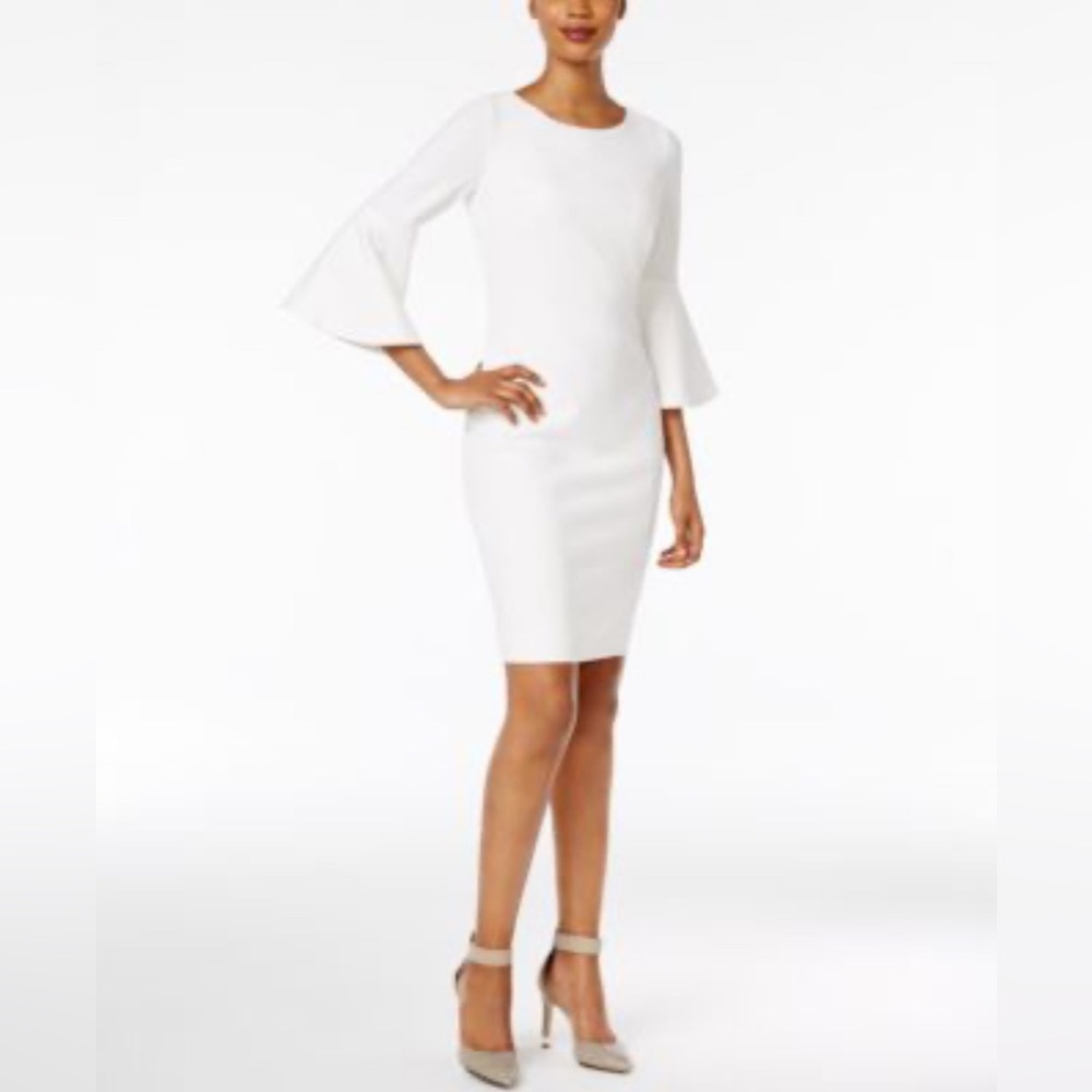 Elegant White Bell Sleeve Dress